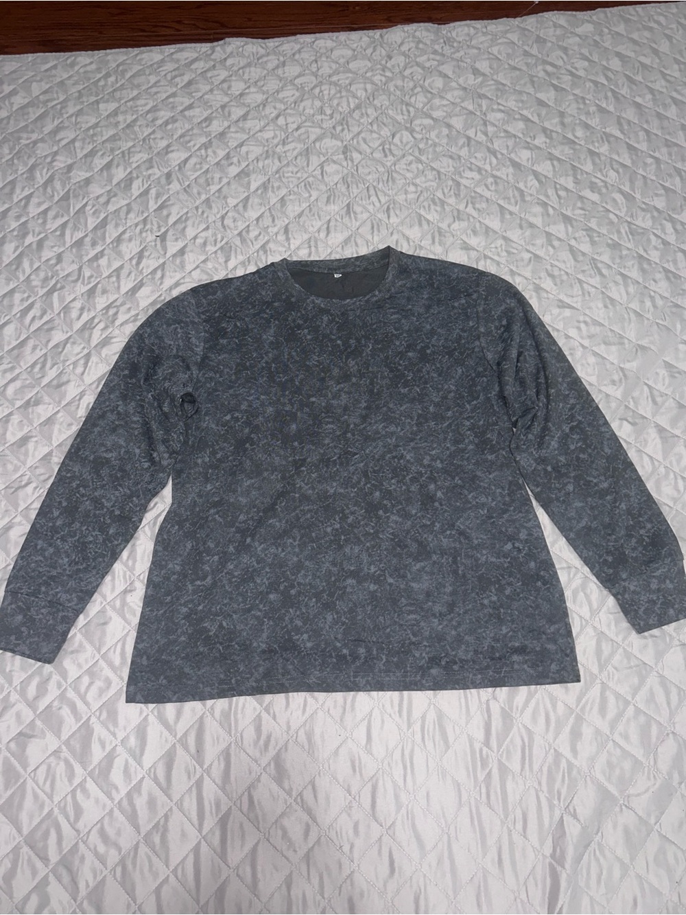 Vintage Mineral Wash Dark Gray Long Sleeve Crewneck Top